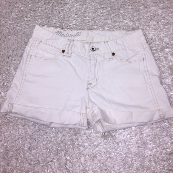 Madewell White Cuffed Shorts